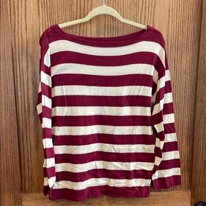 Jcrew: Striped Burgundy and White Women's Top
